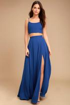 Lulus Thoughts Of You Royal Blue Two-piece Maxi Dress