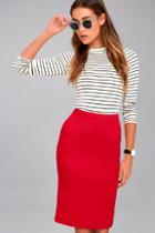 Lulus Daily Wonder Red Bodycon Midi Skirt