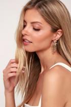 Glimmering Isle Gold And Pink Rhinestone Earrings | Lulus