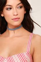 Lulus | Current Obsession Gold And Blue Denim Choker Necklace