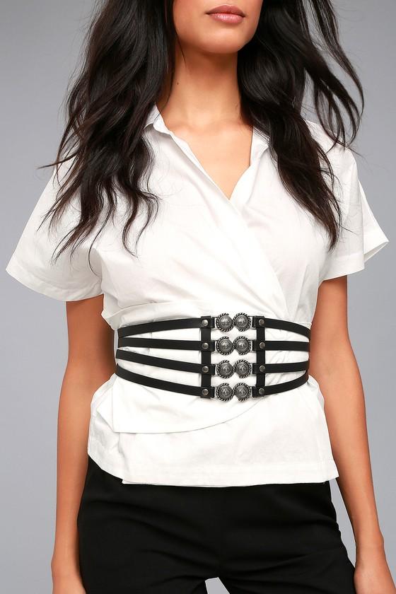 Lovestrength | Presidio Black Leather Waist Belt | Size Large | Lulus