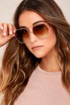Lulus | Funky Town Brown And Gold Aviator Sunglasses