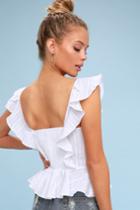 Moon River Behold White Ruffled Top | Lulus