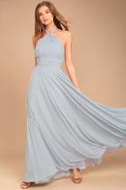 Lulus Dance Of The Elements Blue Grey Maxi Dress