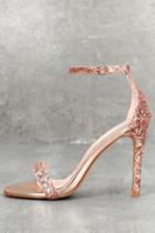 Bella Marie Fitz Champagne Glitter Ankle Strap Heels | Lulus