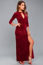 Lulus | Keep Love Alive Wine Red Velvet Maxi Dress