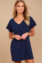 Lulus | Clear Day Navy Blue T-shirt Dress | Size Large