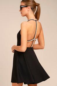 Lulus Adore You Black Pearl Skater Dress