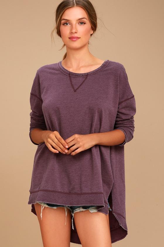 Z Supply | The Weekender Washed Plum Purple Sweatshirt | Size Large | Lulus