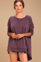 Z Supply | The Weekender Washed Plum Purple Sweatshirt | Size Large | Lulus