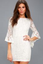 Allure 'em In White Lace Bell Sleeve Bodycon Dress | Lulus
