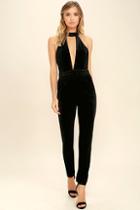 Do & Be Spin Me 'round Black Velvet Jumpsuit