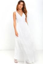 Lulus Stylish Storyteller White Lace Maxi Dress