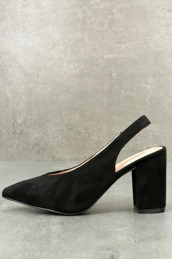 Chase & Chloe | Aislin Black Suede Slingback Pumps | Lulus