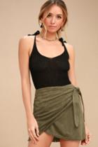 Reflections Olive Green Suede Wrap Mini Skirt | Lulus
