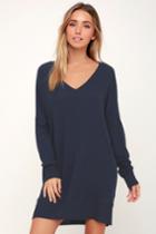 Estes Park Navy Blue Long Sleeve Sweater Dress | Lulus