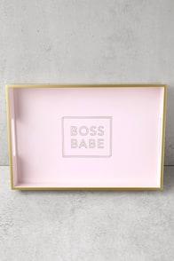 Fringe Studio Boss Babe Gold And Blush Pink Lacquered Tray