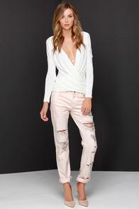Blank Nyc Ditz Distressed Pink Boyfriend Jeans