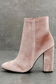 Machi Rooney Blush Velvet High Heel Ankle Booties