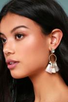 Lulus | Venetian Moon Gold Rhinestone Tassel Earrings