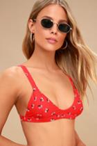 Billabong Gone Away Red Floral Print Bikini Top | Lulus
