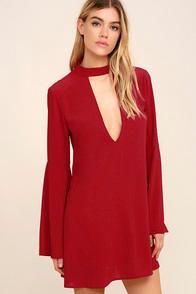Lulus Deeply In Love Dark Red Shift Dress