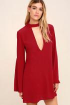 Lulus Deeply In Love Dark Red Shift Dress