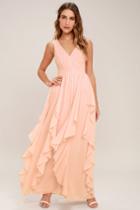 Lulus | Simply Sweet Blush Pink Maxi Dress | Size X-small | 100% Polyester
