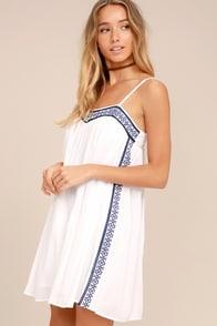 Olive + Oak Bronte White Embroidered Swing Dress