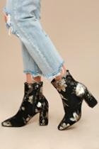 Lulus | My Generation Black Floral High Heel Mid-calf Boots | Size 10 | Vegan Friendly