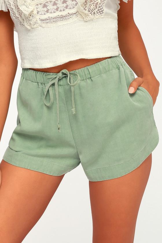 Rvca New Yume Sage Green Drawstring Shorts | Lulus