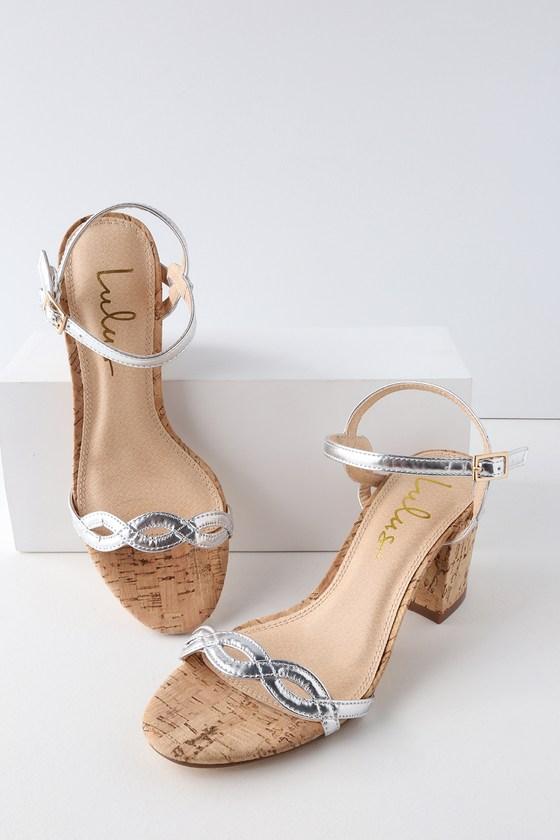 Savi Silver Cork Ankle Strap Heels | Lulus