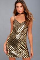Lulus Going Vogue Gold Velvet Sequin Mini Dress