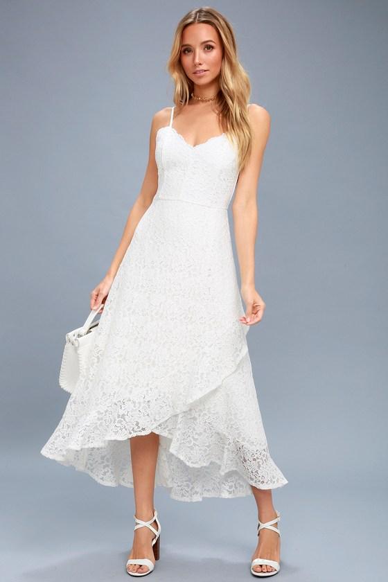 Saunter Along White Lace Midi Dress | Lulus
