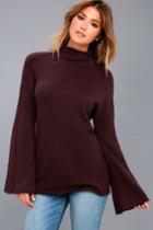 Olive + Oak | Skyler Plum Purple Mock Neck Sweater | Size X-small | Lulus