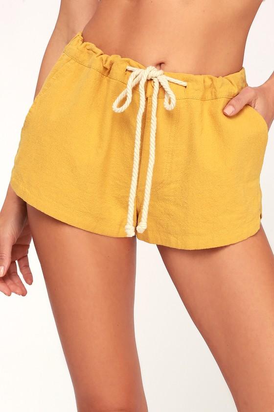 O'neill Krista Golden Yellow Drawstring Shorts | Lulus