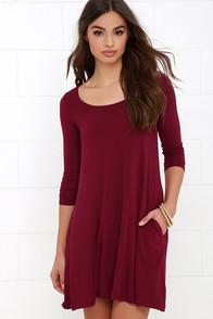 Lulus Twirl Power Wine Red Swing Dress