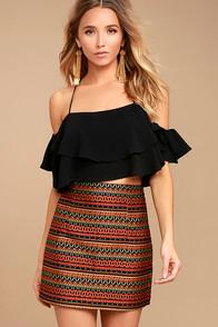 Lulus Love You Lots Orange Embroidered Mini Skirt