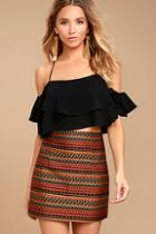 Lulus Love You Lots Orange Embroidered Mini Skirt