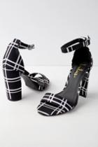 Camdyn Black And White Print Ankle Strap Heels | Lulus