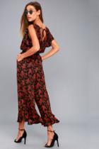 Jack By Bb Dakota Gigli Black And Red Floral Print Jumpsuit | Lulus