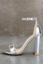 Glamorous | Ceara Silver Ankle Strap Heels | Size 9 | Vegan Friendly | Lulus