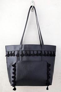 Lulus Holbox Black Fringe Tote