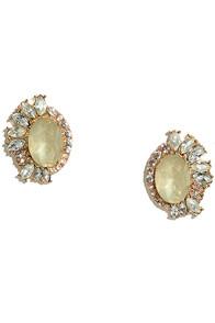 Lulus Cherished Heirloom Gold And Champagne Rhinestone Earrings