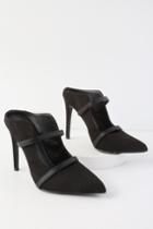 Farryn Black Suede Pointed Toe High Heel Mules | Lulus