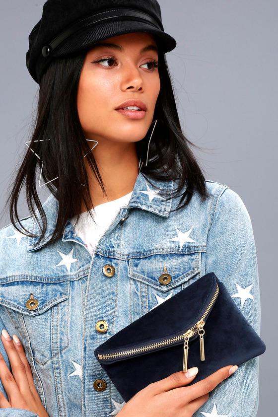 Lulus | Sweet Belle Navy Blue Velvet Clutch
