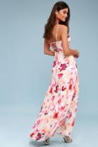 Whimsical Watercolors White Floral Print Lace-up Maxi Dress | Lulus