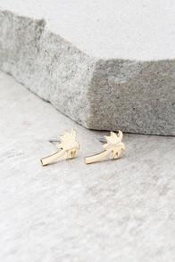 Lulus Beachside Babe Gold Palm Tree Earrings