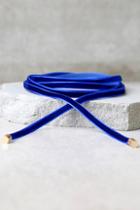 Lulus Welcome To My Layer Cobalt Blue Velvet Wrap Necklace