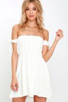 Honey Punch Sip On Sunshine Ivory Off-the-shoulder Dress